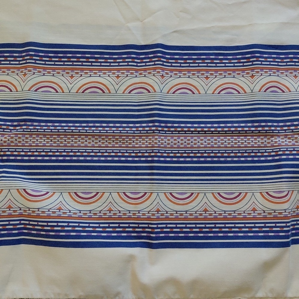Set of 3 Pacific Top Sheet DOUBLE 2 Pillowcases Beige Arch Stripe VTG Retro 80's - Picture 8 of 9